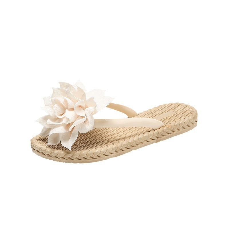 Gentle Woman Flowers All-matching Flat Shoes Non-slip Beach Sandals Limorista