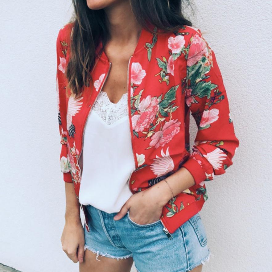 Fashion Printed Round Neck Zipper Long Sleeve Coat Limorista