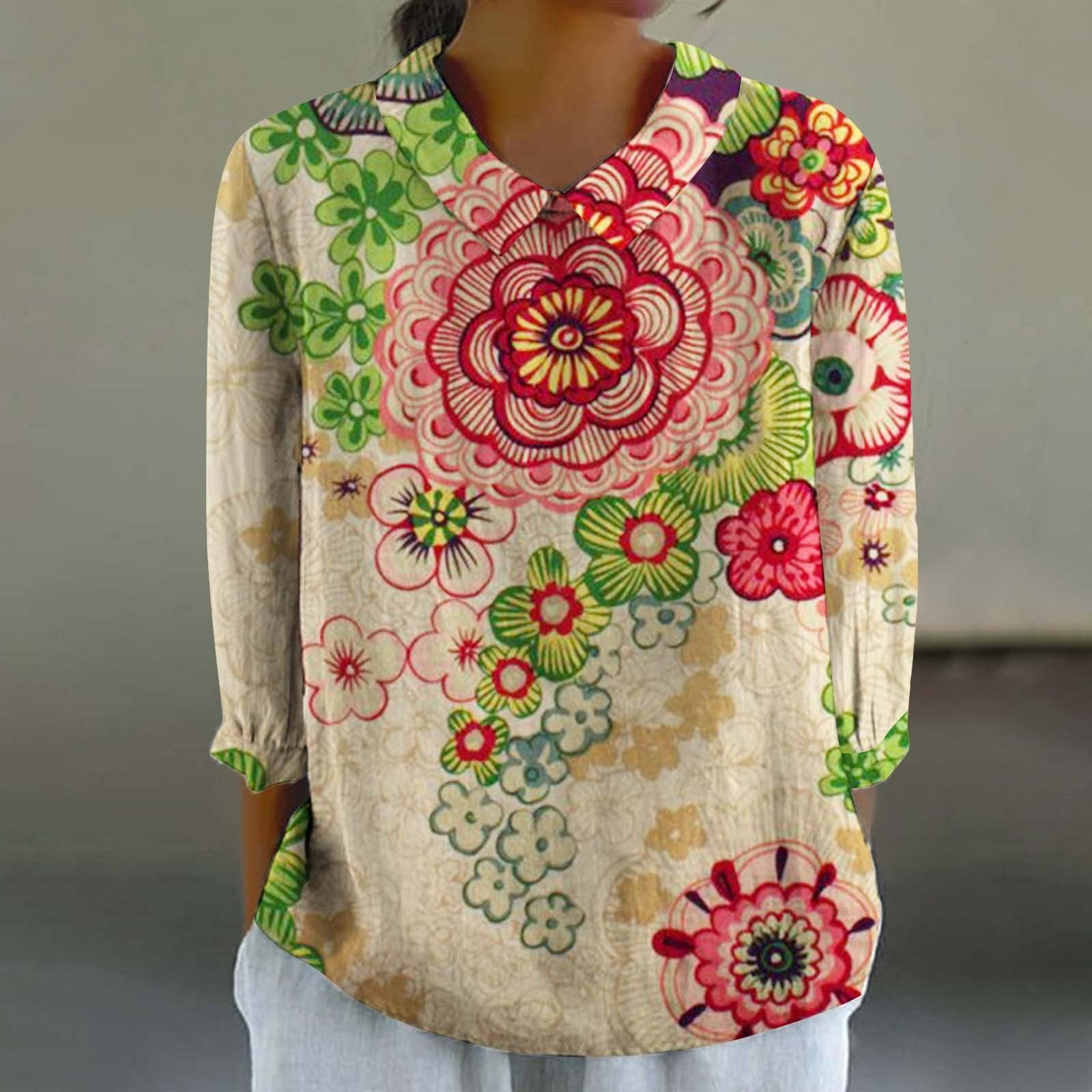 Creative Retro Chinese Style Floral Print Shirt Limorista
