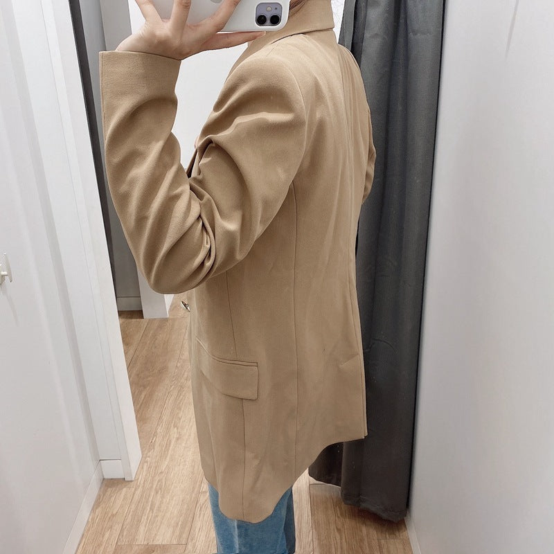 Limorista - Simple Style Buttoned Casual Blazer Jacket Women