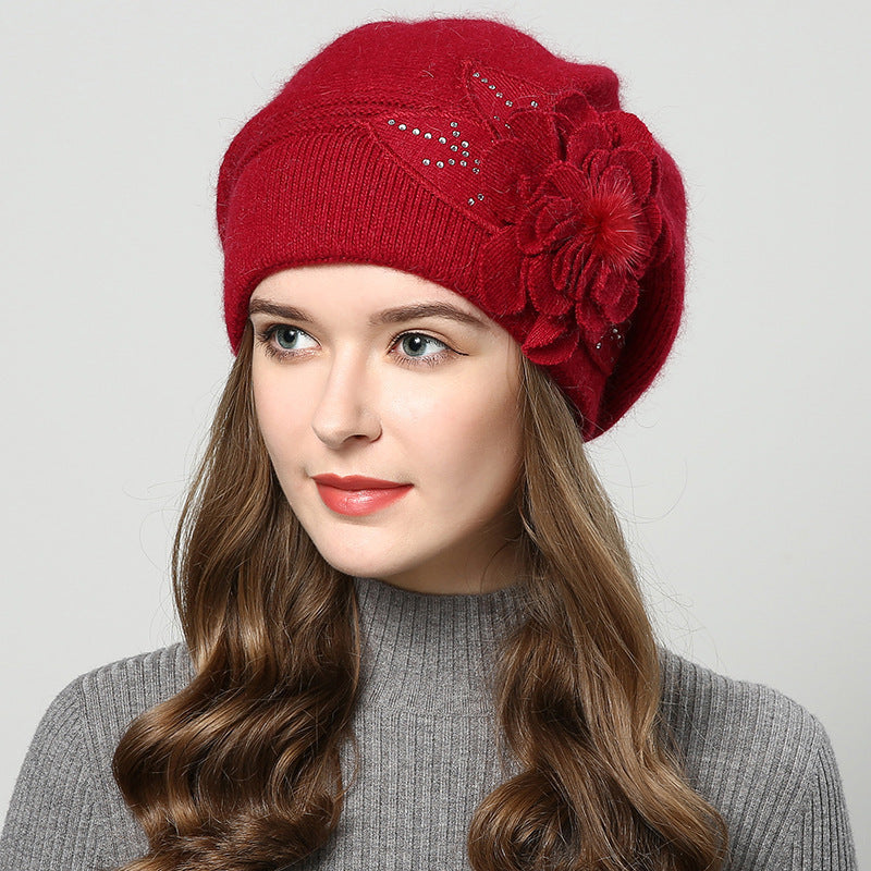 Autumn Winter All-match Rabbit Fur Knitted Woolen Cap Women Limorista