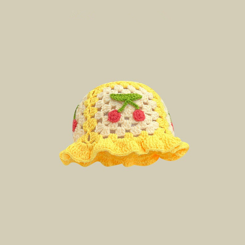 Japanese-style Retro Hollow Flower Handmade Knitted Bucket Hat Women Limorista
