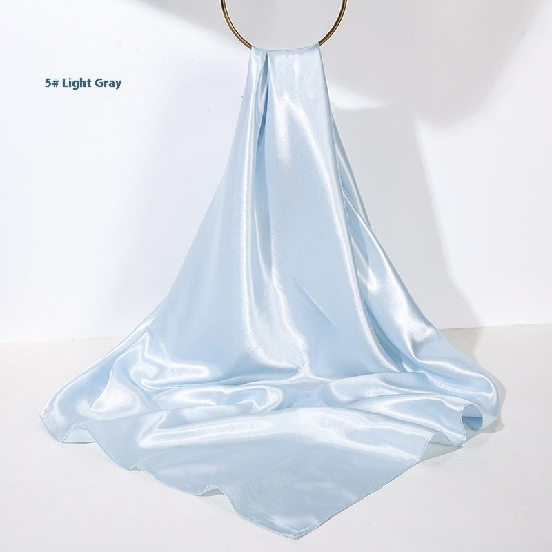 Pure Color Silk Scarf Artificial Silk 90cm Shiny Satin Shawl Limorista