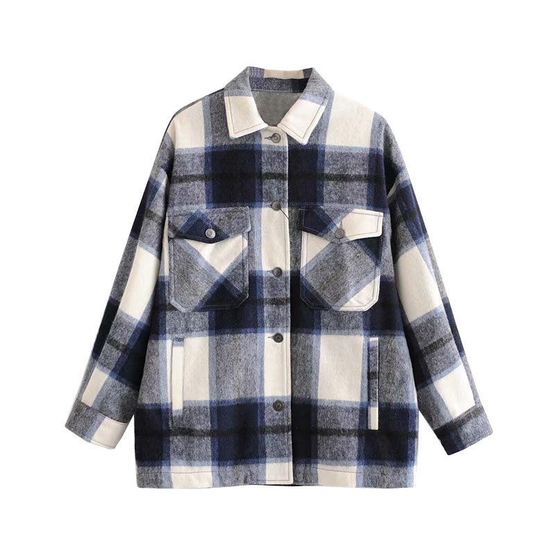 Ladies casual plaid shirt jacket Limorista