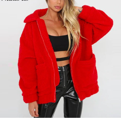 shearling coat jacket women autumn winter warm thick plush coat Limorista
