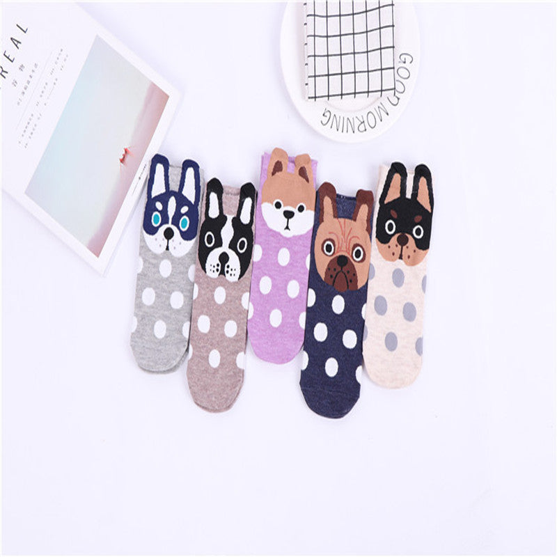 Cute Cartoon Dog Socks With Polka Dot Printing Boat Socks Limorista