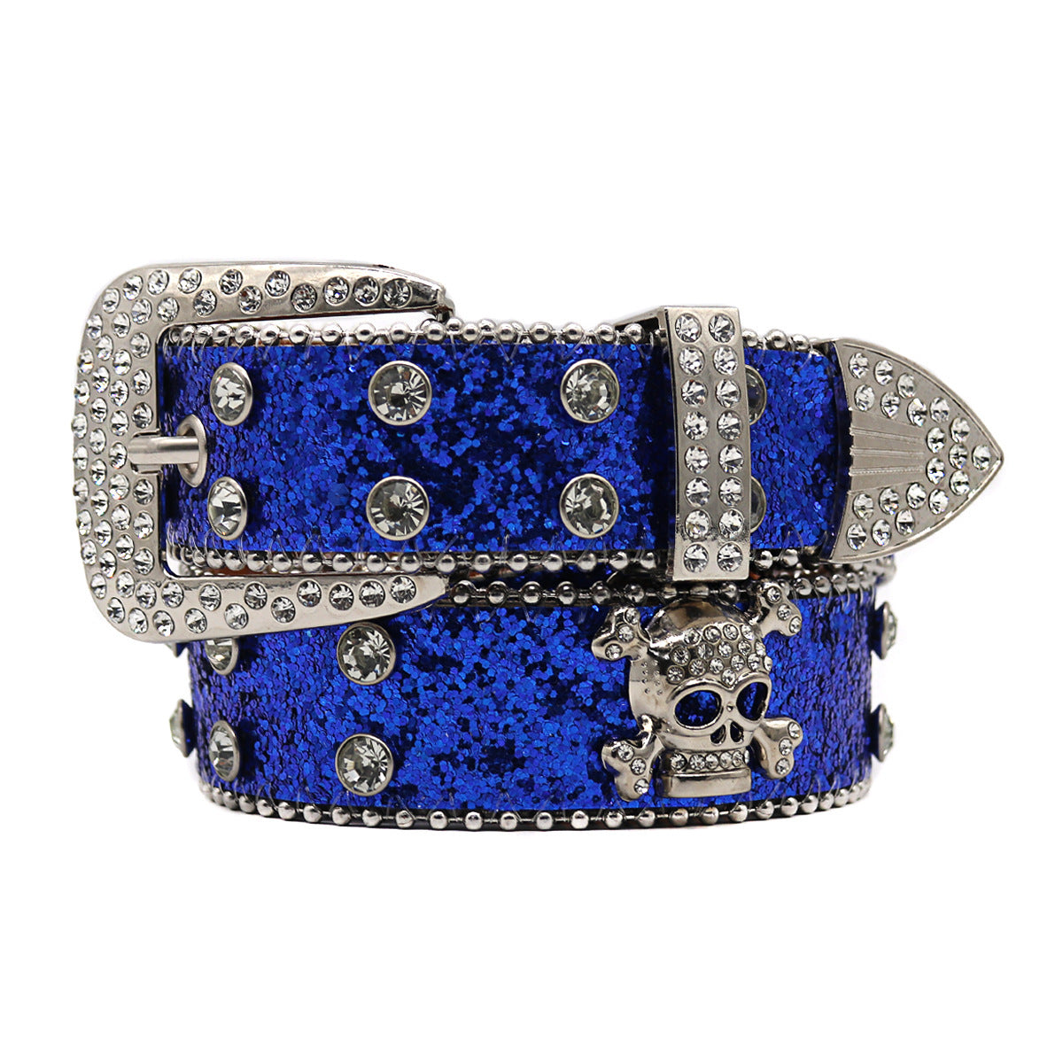 Rhinestone Skull Wide Belt Men Limorista