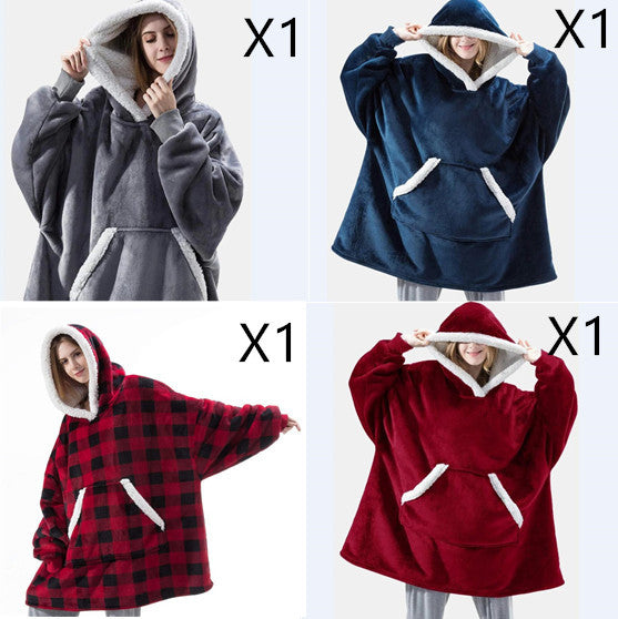 Men And Women Can Wear Zipper Flannel Lazy Blanket Limorista
