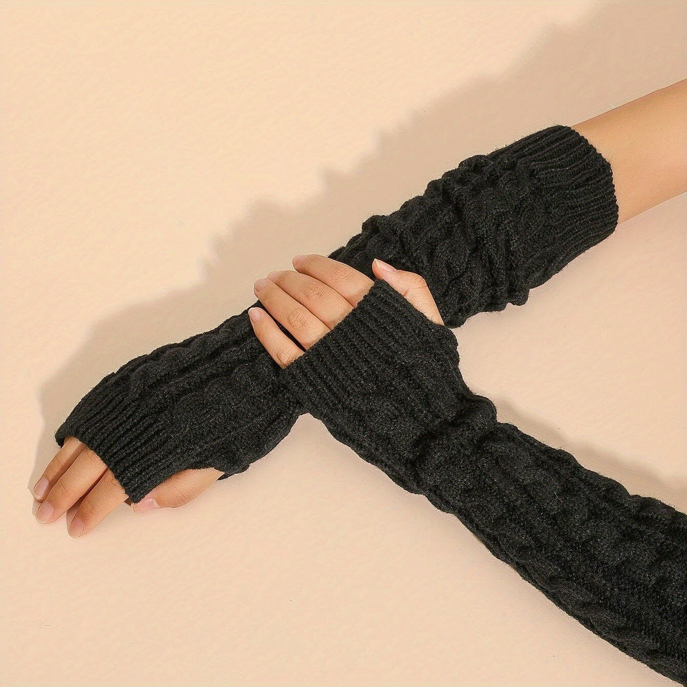 Twist Gloves Wool Half Finger Short Wristband Leakage Finger Arm Sleeve Winter Warm Limorista
