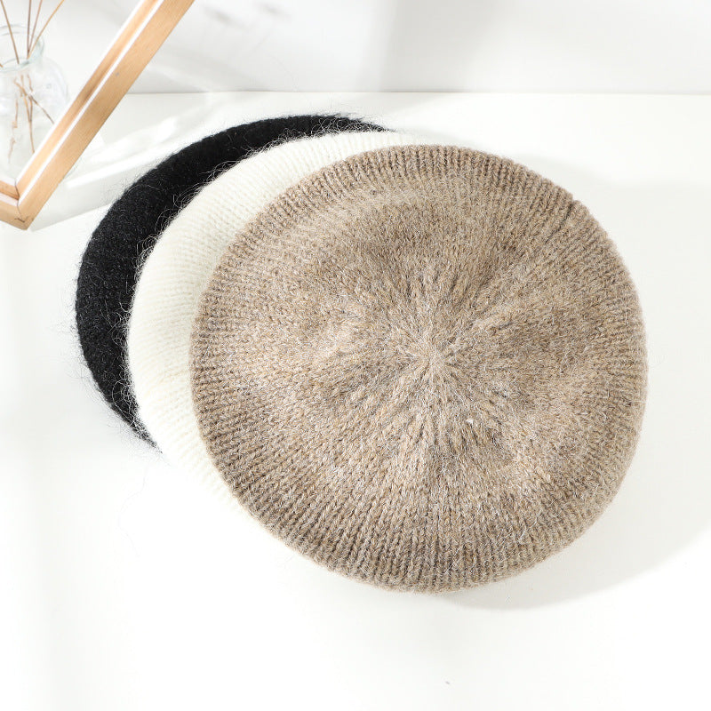 Soft Glutinous Mohair Knitted Plush Knitted Hat Limorista