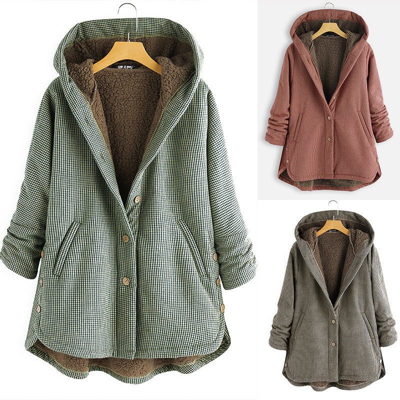 Buttoned Solid Hooded Jacket Limorista