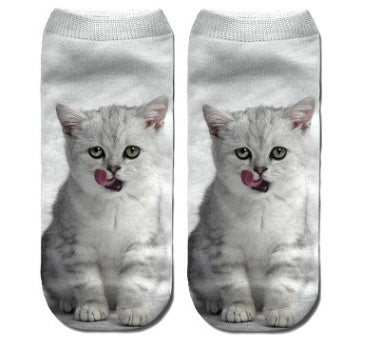 Popular Funny Unisex Short Socks 3D Cat Printed Anklet Socks Casual Socks Limorista
