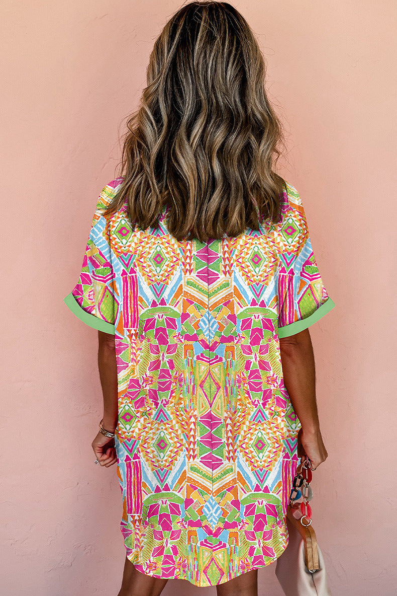 Fashion Geometry Pattern Printed Dress Women Limorista