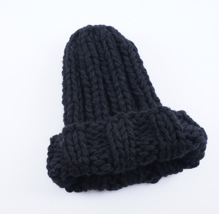 Europe and the United States new knit hat ladies autumn and winter fashion wild thick wool hat solid color simple earmuffs Limorista