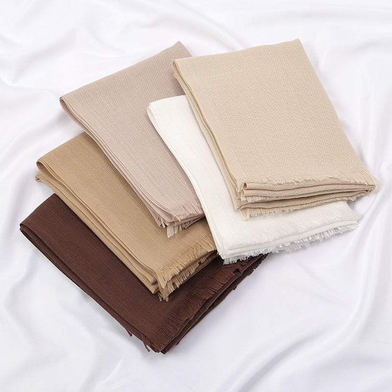 Flat Slub Cotton Solid Color Scarf Breathable Monochrome Limorista