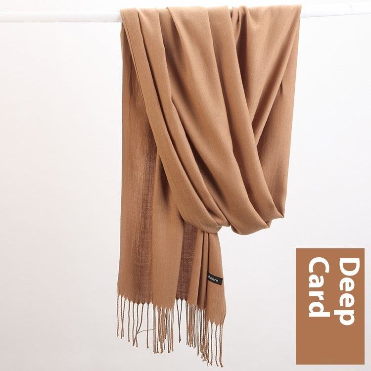 Pure Color Warm Keeping Scarf All-match Cashmere Shawl Limorista