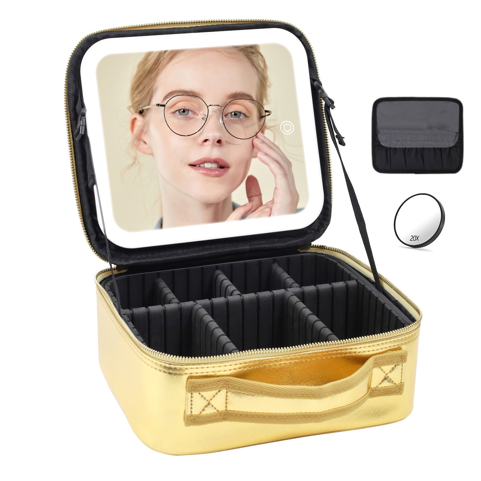 Large Capacity Cosmetic Case With LED Mirror High Sense Multifunctional Storage For Makeup Artist Cosmetic Bag Limorista