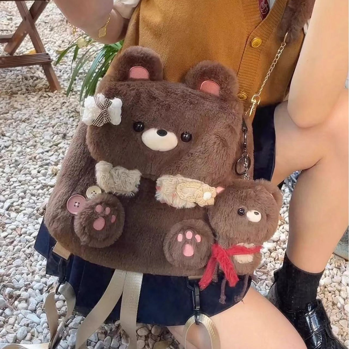 Large Capacity Cute Personality Plush Bear Backpack For Women Limorista