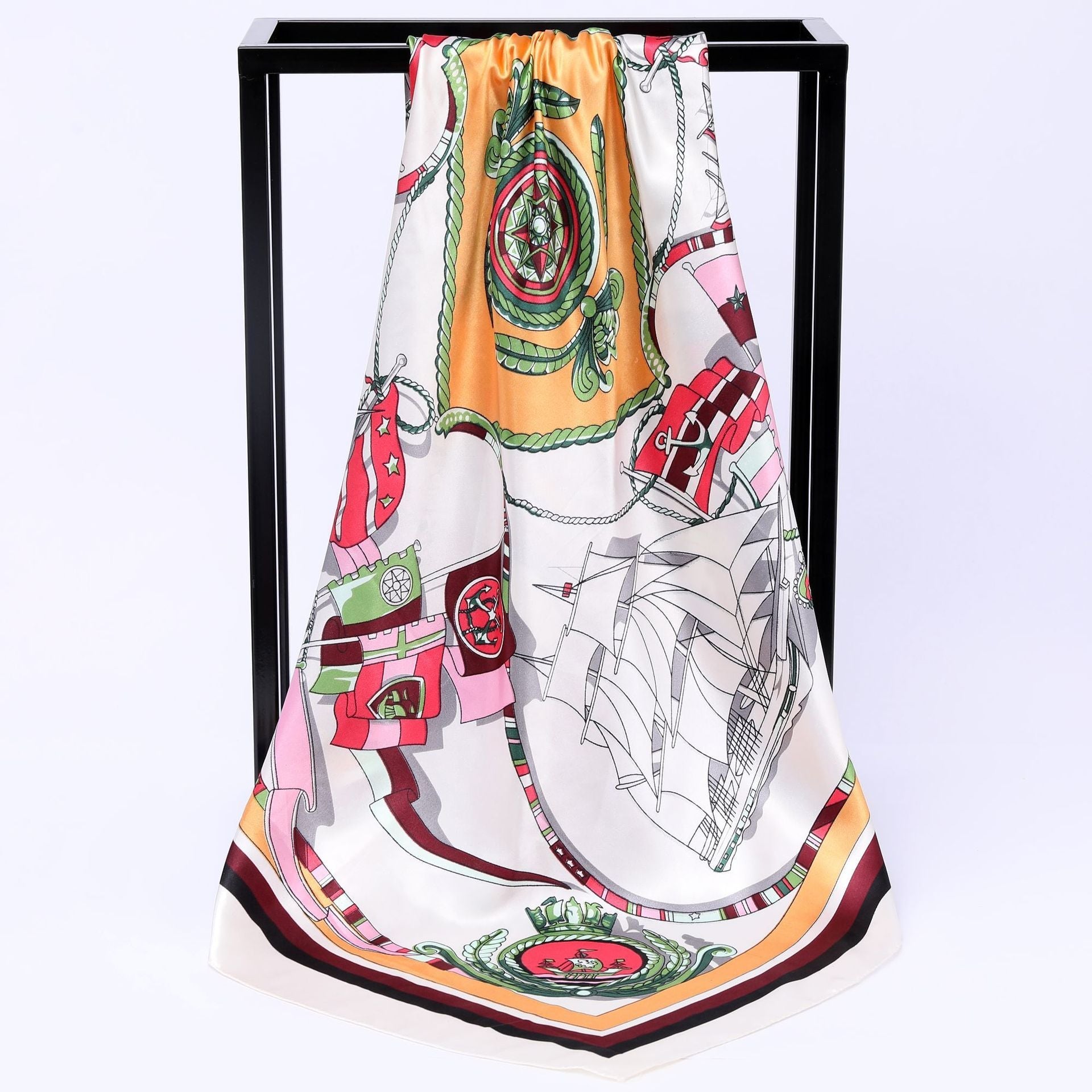 Sailing Print Emulation Silk Scarf Fashion Shawl Limorista