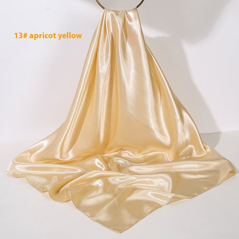 Pure Color Silk Scarf Artificial Silk 90cm Shiny Satin Shawl Limorista