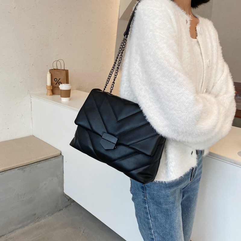 Embroidery Thread Small PU Leather Crossbody Bags for Women Trend Hand Bag Women&