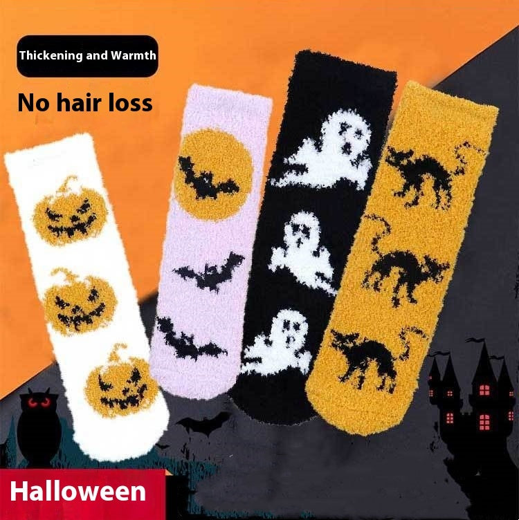 Halloween Lint-free Coral Fleece Luminous Dispensing Room Socks Limorista