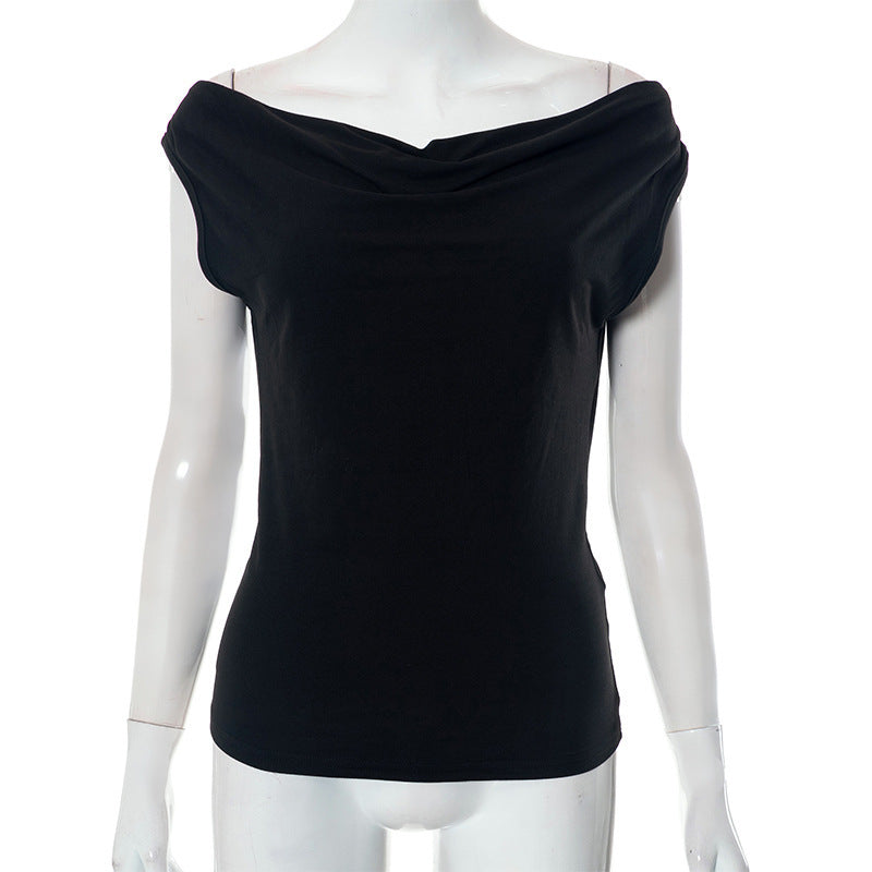 European And American Solid Color Swing Collar Sleeveless Backless Lace-up Sexy Vest Top T-shirt Limorista