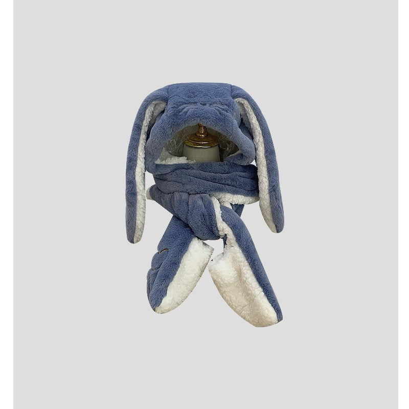 Big Long Rabbit Ears Fleece-lined Warm Hat And Scarf Limorista