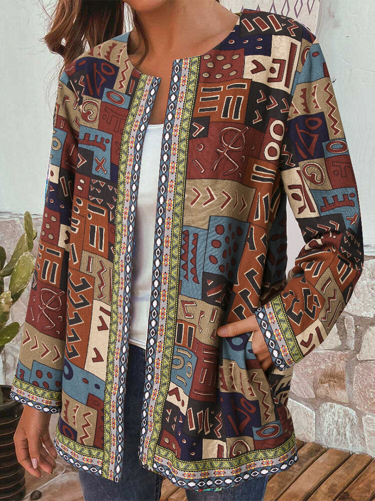 Printed Loose Long Sleeve Jacket Cardigan Limorista
