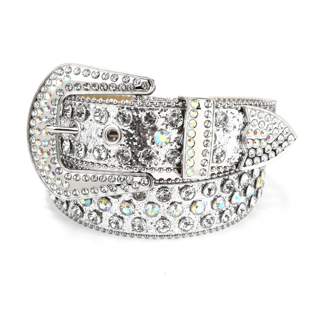 Dark Rhinestone Inlaid Sequins Punk Hip Hop Decorative Rivets Wide Belt Limorista