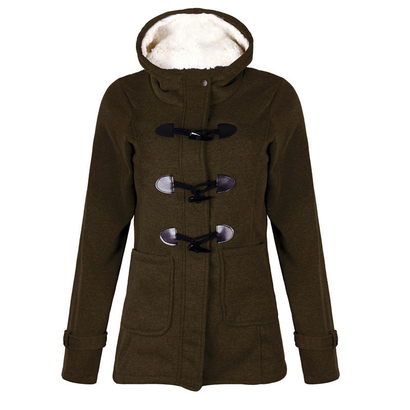 Women Warm Hooded Wool Double Button Coat Limorista