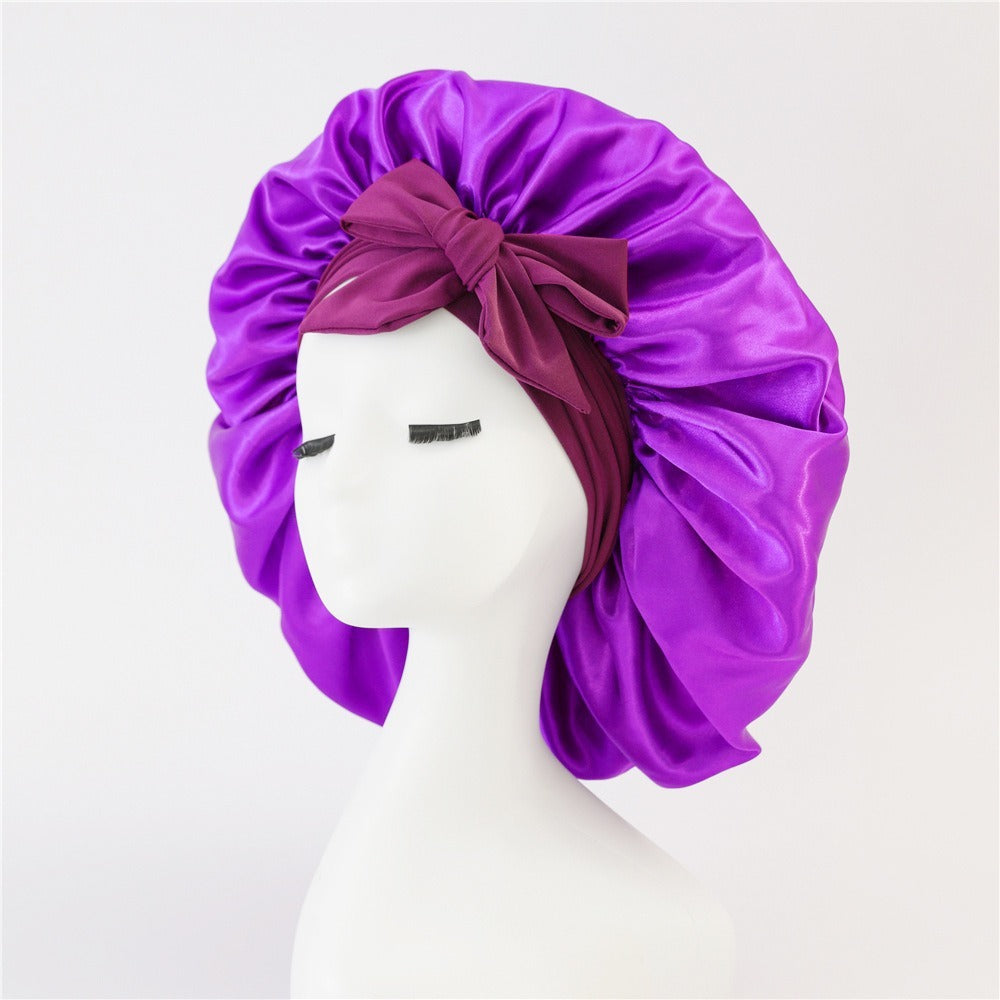 Satin Ribbon Round Bow Elastic Nightcap Limorista