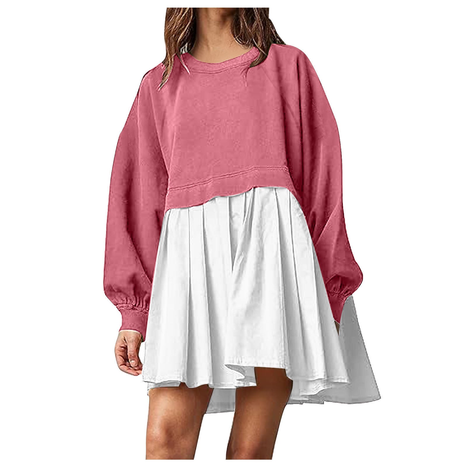 Sweater Dress Loose Long Sleeve Crewneck Pullover Tops Relaxed Fit Sweatshirts Short Dress Autumn And Winter Limorista