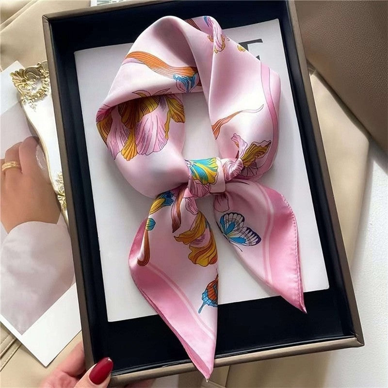 Artificial Silk Striped High-grade Korean Style Stylish Beach Arm Bag Silk Scarf Limorista