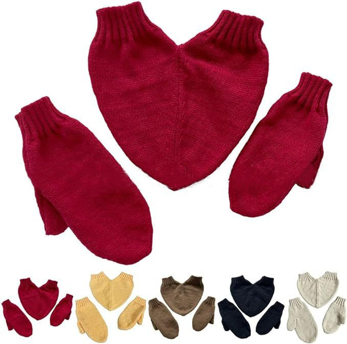 Love Warm Decoration Solid Color Knitted Yarn Gloves Limorista