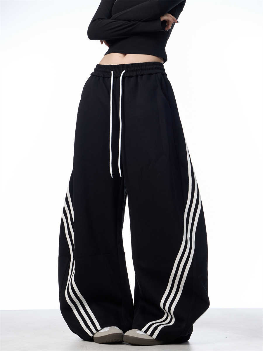 Striped Lace-up Machete Casual Pants Loose Wide-leg Pants Limorista