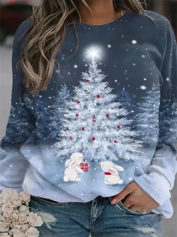 Christmas Printed Pattern Loose Sweater Coat Limorista