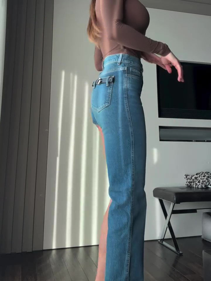 Fashion Single-shoulder Shorts Irregular Jeans Limorista