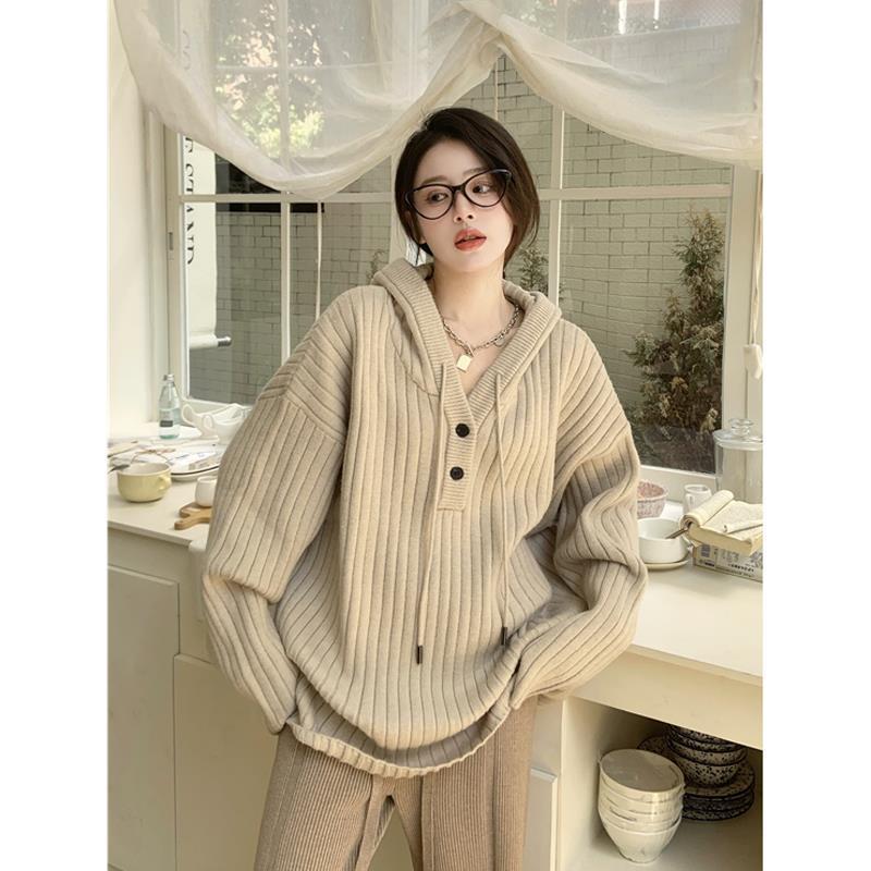 Limorista - Thick Loose Mid-length Long Sleeve Top Idle Style Hooded Sweater