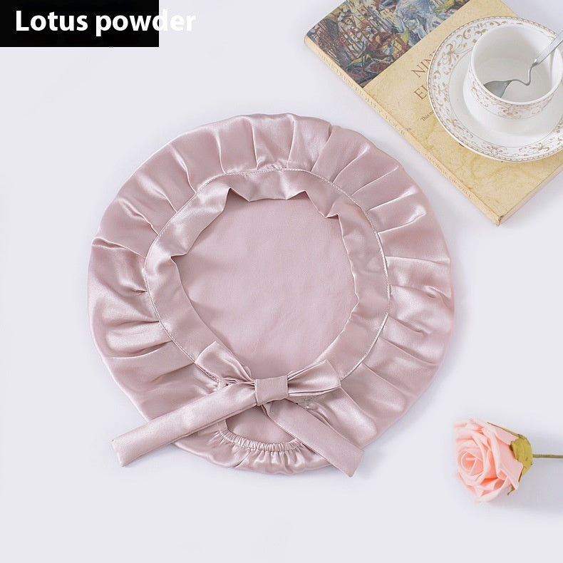Encrypted Satin Silk Plain Satin Confinement Household Hair Care Lace-up Nightcap Limorista