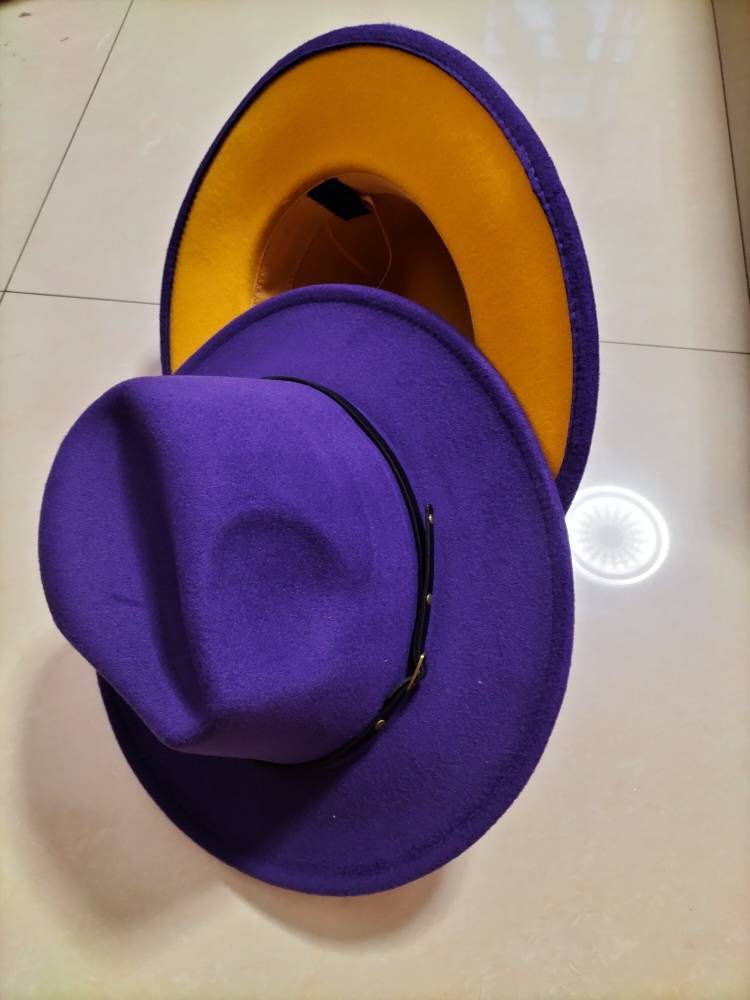 European And American Popular Woolen Top Color Matching Flat Brim Fedora Jazz Hat Limorista