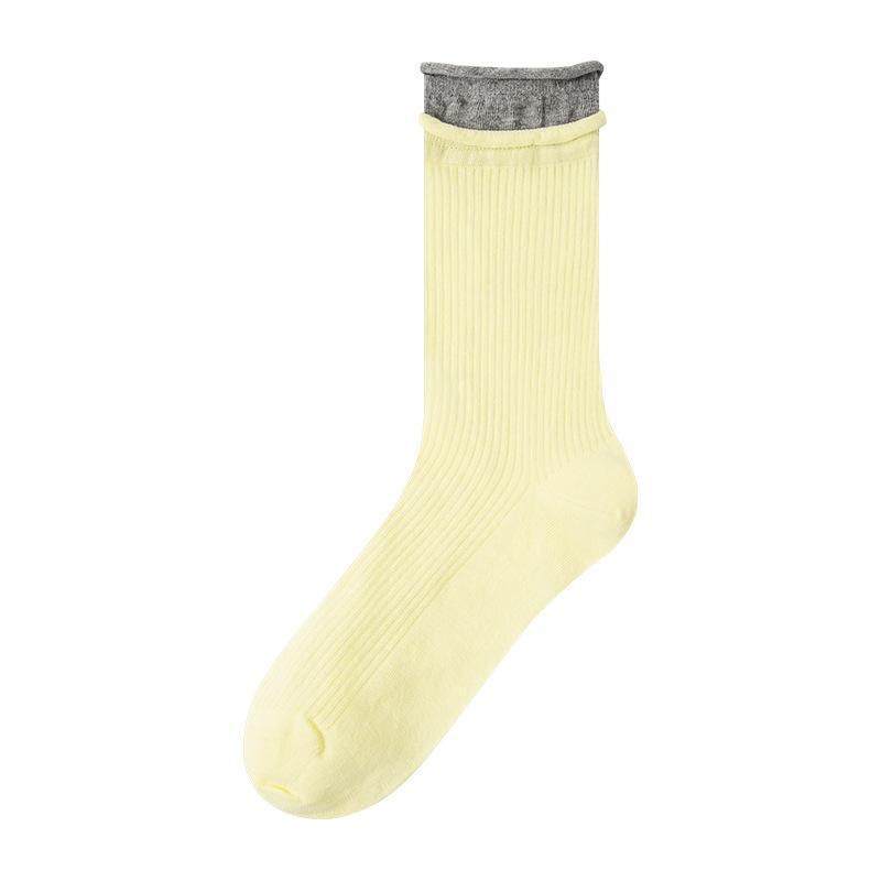 Contrast Color Double Screw Transparent Silk Cool Sunken Stripe Socks Limorista