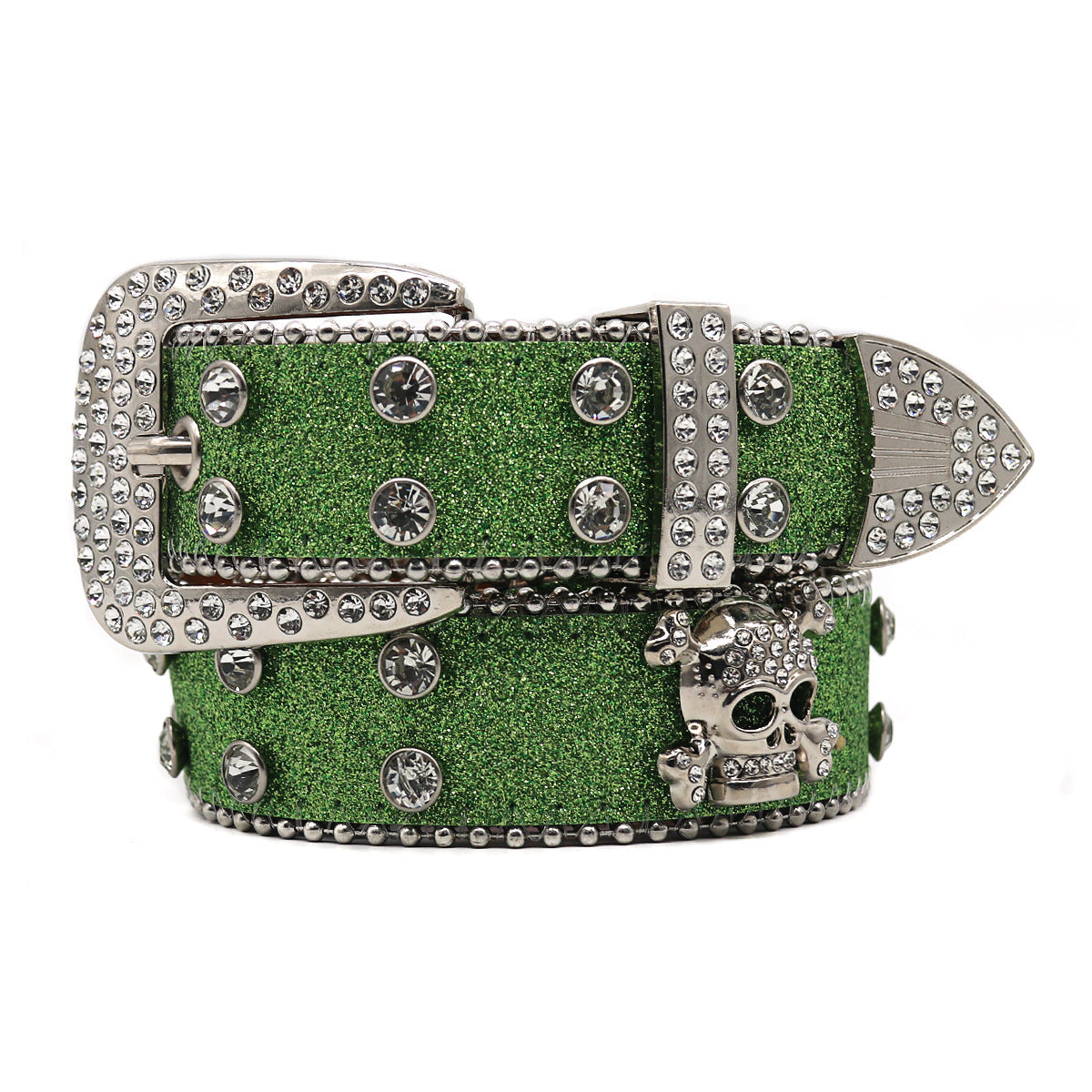 Rhinestone Skull Wide Belt Men Limorista