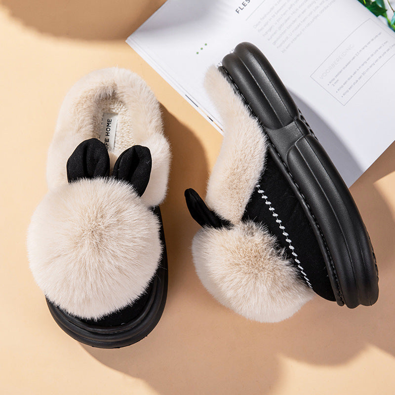Thick Bottom Fleece-lined Warm Can Be Outdoor Fur Slippers Limorista