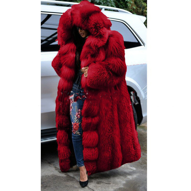 Faux Fur Coat Women Long Hooded Fur Coat Limorista