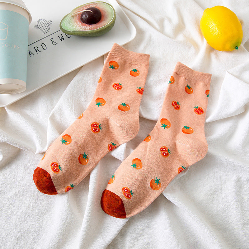 Gentle Sweet Strawberry Tomato Pastoral Style Japanese-style Retro Artistic Lolita Tube Socks Limorista