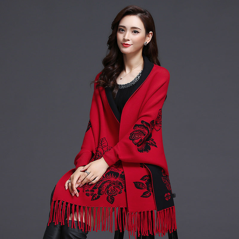 Mid-length Tassels Loose-fitting Knitted Cardigan Thickened Sweater Cashmere Outerwear Limorista