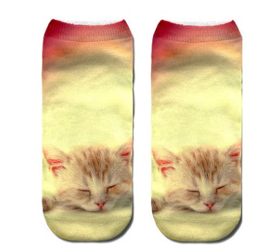 Popular Funny Unisex Short Socks 3D Cat Printed Anklet Socks Casual Socks Limorista