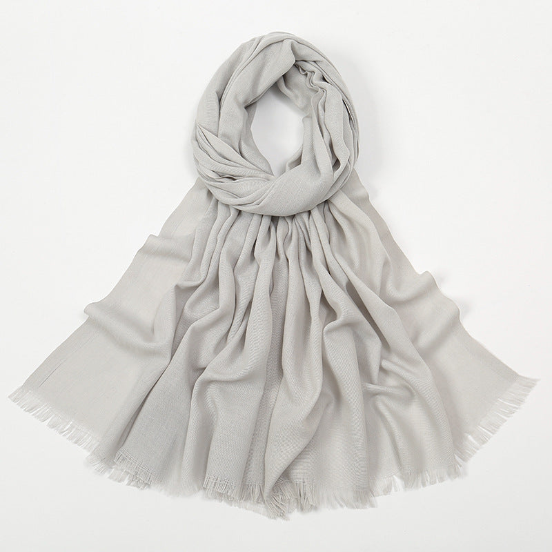Flat Slub Cotton Solid Color Scarf Breathable Monochrome Limorista