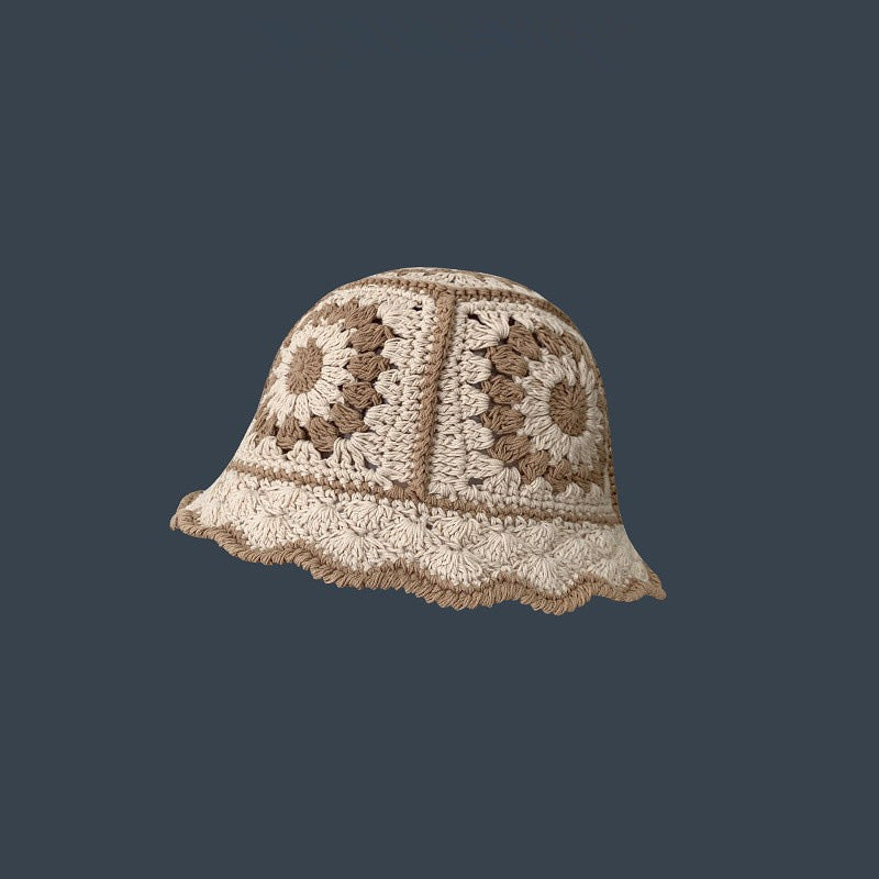 Japanese-style Retro Hollow Flower Handmade Knitted Bucket Hat Women Limorista